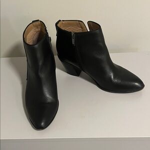 Franco Sarto Black Leather Pointed Toe Ankle Booties